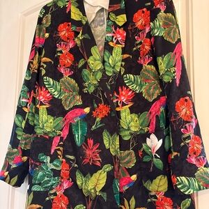 Black Tropical Print Blazer
